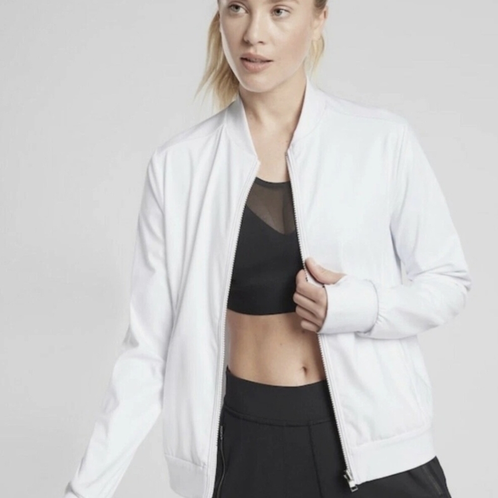 Athleta Women's Classic White Bomber Jacket